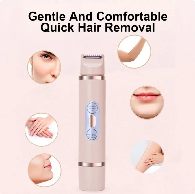 Women's Painless Electric Epilator – Dual-Head Hair Removal for Bikini, Underarm & Face