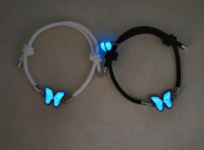 Luminous Butterfly Necklace & Bracelet Set – Fluorescent Glow Women's Jewelry